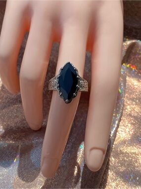 EverTrue Brazilian Smoky Quartz Filigree Marquise Statement Ring 316L Steel 7